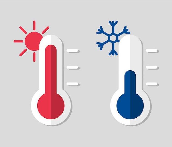 Graphic of a heated thermastate and a cold termastate side by side 